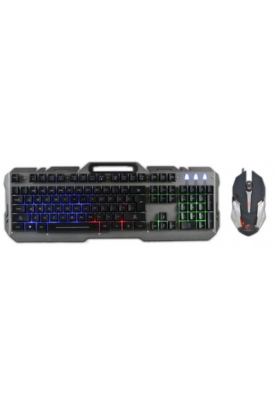 Dali Set tastatură și mouse pentru gaming, LED, 800-1600 DPI, cablu de 1,5 m, 104 taste, interceptoare, negru