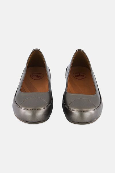 Fitflop Kids Girl Slip On Flat Shoes, Pewter Grey