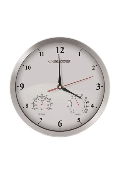 Dali Decorative Wall Clock with Thermometer and Hygrometer, White-Grey, 30.5x4cm