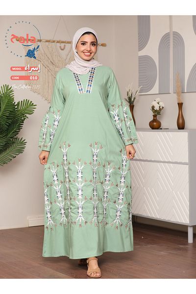 Hala Embroidered reception jalabiya made of light and soft linen fabric that gives you a feeling of comfort and freshness