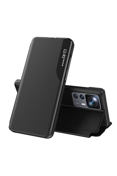 Dali Protective Flip Cover Case Compatible with Xiaomi 12T/12T Pro, eFold, Black Leather