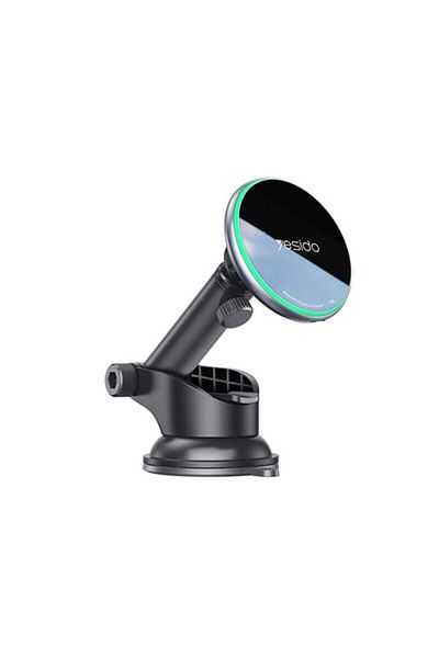 Yesido Suport auto pentru telefon cu încărcare wireless, prindere magnetică, montare pe bord, 15W, C132, ABS, negru