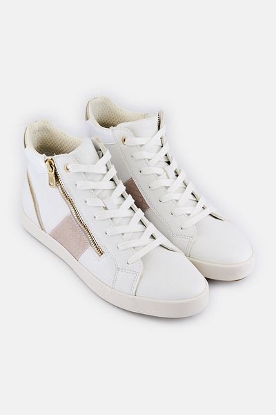 Geox Women D Blomiee Lace Up Casual Shoes, White