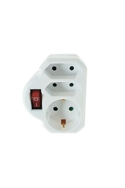 dalip Triple socket power outlet with 1 Schuko and 2 Euro plugs, switch, 3680W, 250V, 16A, White