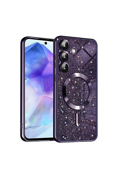 Dali Protective Case Compatible with Samsung Galaxy A55 5G, Luxury Glitter, MagSafe Compatible, Purple Ed