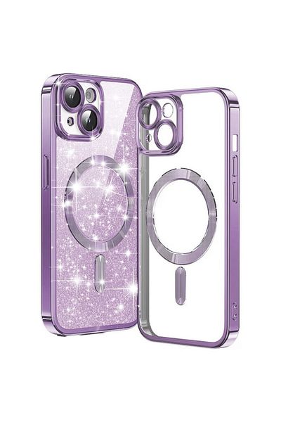 Dali Protective Case Luxury Glitter for Apple iPhone 14 Plus, MagSafe Compatible, TPU, Purple