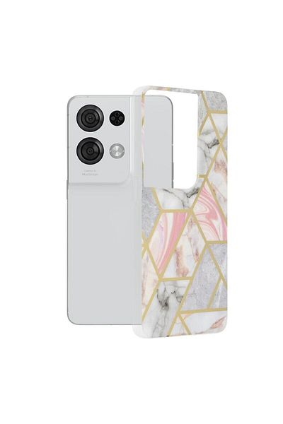 Dali Protective Case for Oppo Reno 8 Pro, Marble Series, TPU, Pink Hex, Multicolor