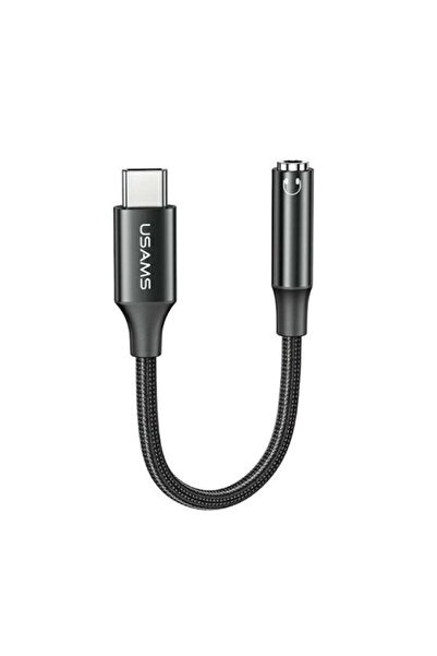 Usams Audio Adapter Cable USB Type-C to 3.5mm Jack Female, DAC Chip, 13.8cm Length, Black