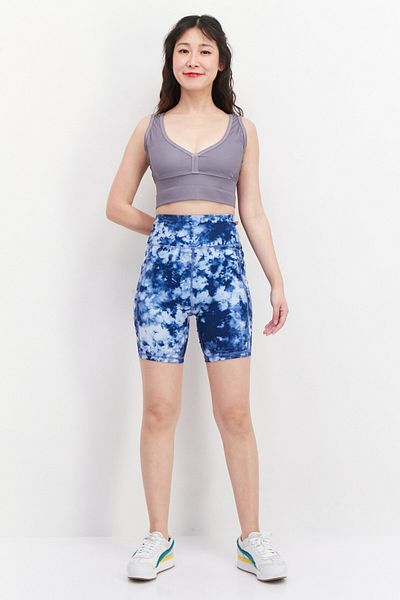 AMERICAN EAGLE شورت نسائي أساسي بطبعة صبغ التعادل، مجموعة باللون الأزرق