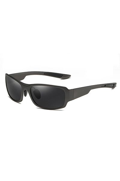 Dali Ochelari de soare polarizați dreptunghiulari pentru bărbați, ramă metalică și PC, MM108, filtru UV, negri