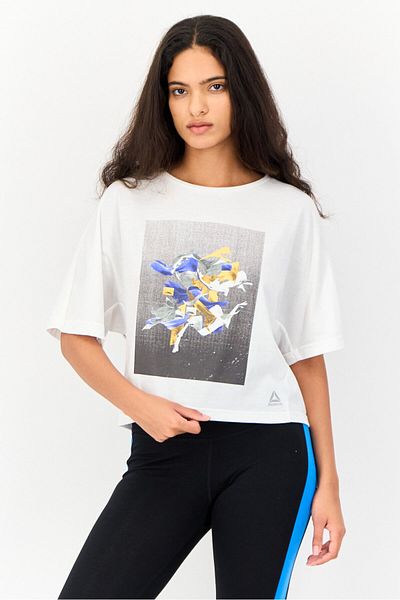 Reebok Women Sportswear Fit Short Sleeve Outdoor T-shirt, White
