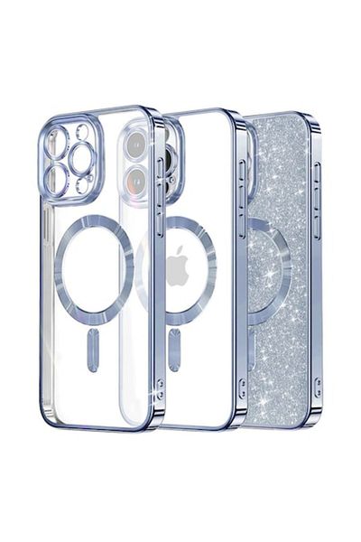 Dali Carcasă de protecție compatibilă cu Apple iPhone 12 Pro Max, sclipici de lux, MagSafe, TPU, albastru deschis