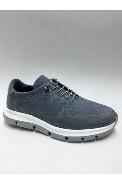 VELOCE Genuine Leather Laceless Nubuck Gray Color Summer Men's Shoes