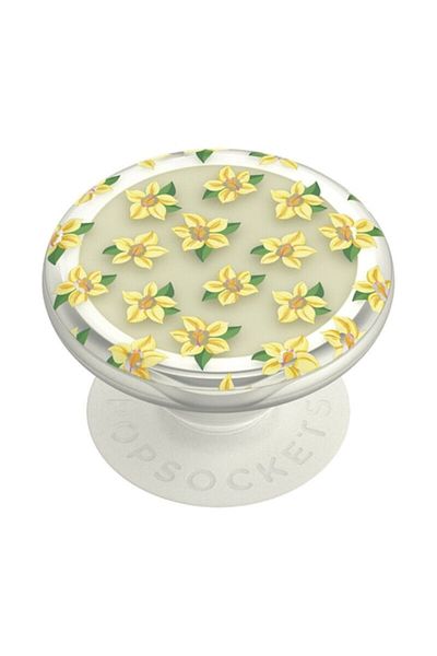 popsocket pentru telefon sau tabletă, PopLips, cu balsam de buze, aromă Vanilie, model floral, Gal