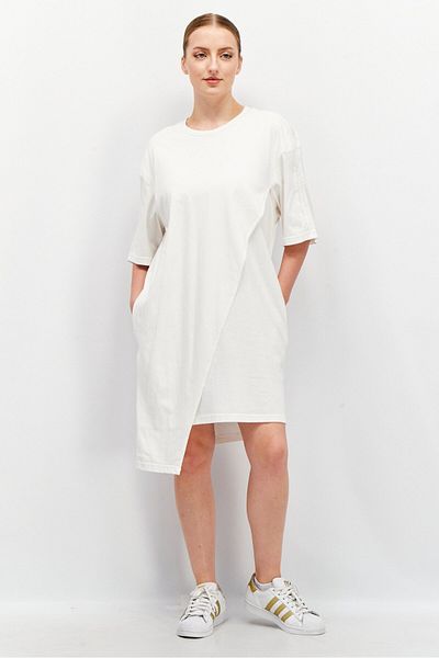 adidas Women Sportswear Fit Textured Short Sleeve Mini Dress, White