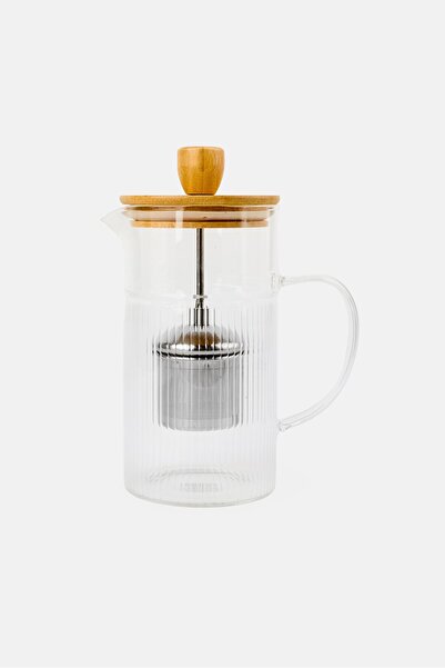 YOTO Glass Teapot With Strainer Infuser 850 ml, Transparent