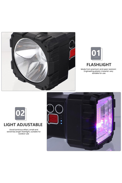 Generic Rechargeable LED Searchlight – 800m Range, USB Power Bank, Flood & Spot Modes - W844