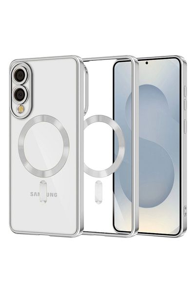 Dali Carcasă de protecție de lux cu cristale pentru Samsung Galaxy S25 Edge, compatibilă cu MagSafe, margini albastre, TPU, textură transparentă