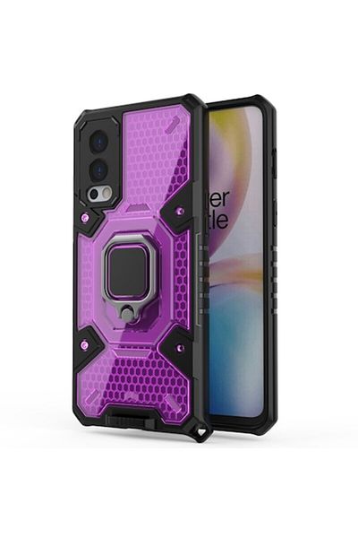 Dali Protective Case Compatible with OnePlus Nord 2 5G, HoneyComb Armor, Reinforced Edges, TPU, Pink-Purp