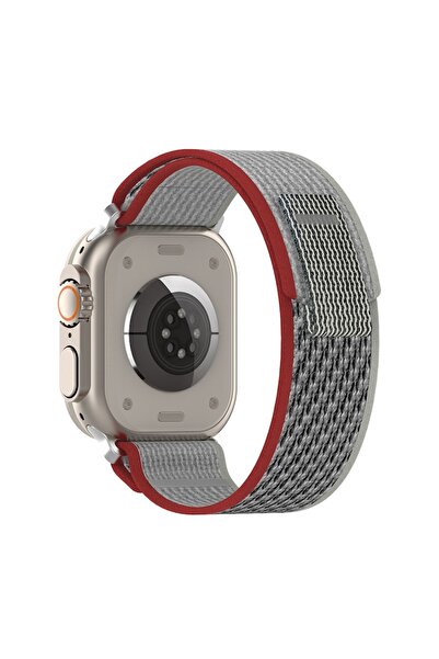 dalip Curea pentru Apple Watch 1/2/3/4/5/6/7/8/SE/SE 2/Ultra, 42/44/45/49 mm, textil, Rosu/Gri