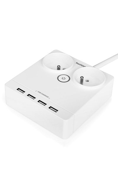 Dali Stecher cu 2 prize si impamantare, 4xUSB A, 230V AC, 1.5m lungime cablu, Alb