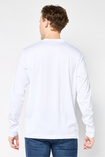 Diesel Men Crew Neck Long Sleeves Embroidered Logo T-shirt, White