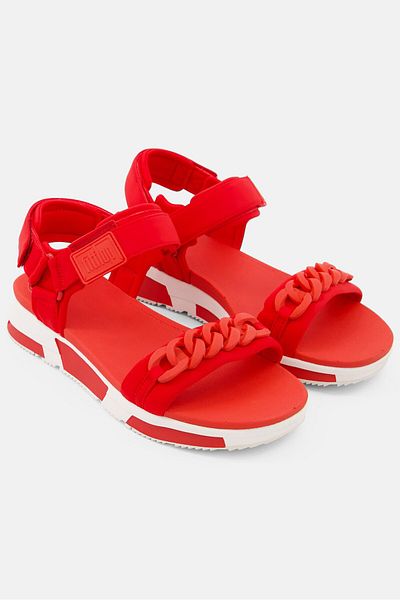 Fitflop Women Chain Back Strap Velcro Closure Sandals, Red
