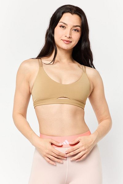 adidas Women Solid Padded Sports Bra, Tan