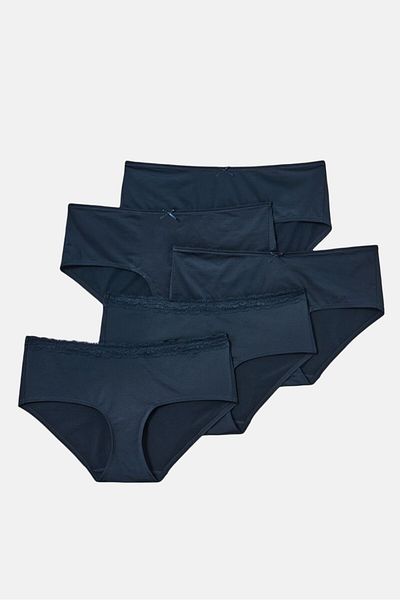 Tchibo Women 5 Pieces Plain Pull On Briefs, Navy Blue