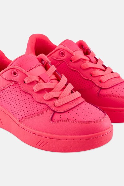 SKECHERS Women Upbeats Bright Court Lace Up Outdoor Sneakers, Neon Pink