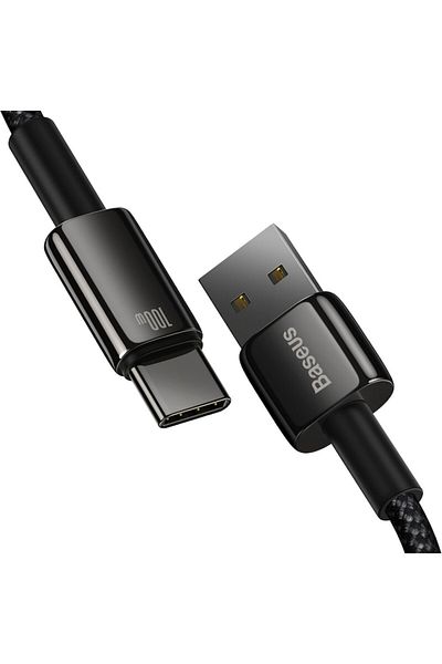 Dali Charging and Data Transfer Cable, USB A to USB Type-C, Tungsten Gold, 100W, 1m Length, Textile, Blac