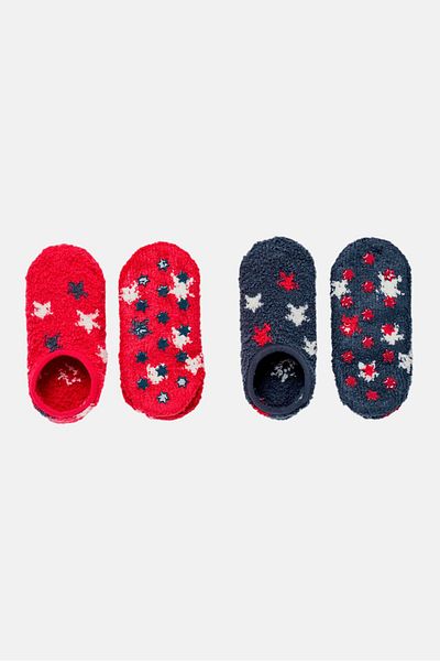 Tchibo Kids Boy 2 Pairs Textured Non-Slip Socks, Navy/Red