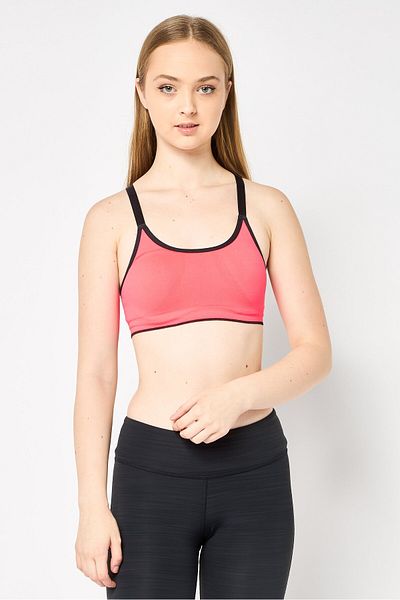 Reebok Women Seamless Non Padded Sports Bra, Neon Pink