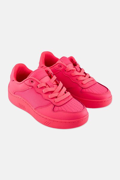 SKECHERS Women Upbeats Bright Court Lace Up Outdoor Sneakers, Neon Pink