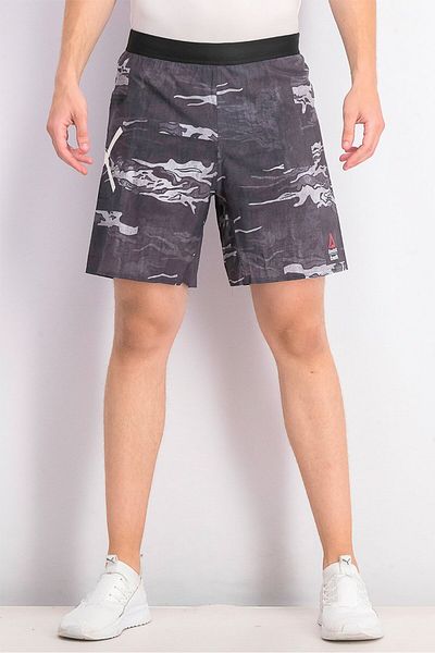 Reebok Men Brand Logo Sport Shorts, Black Combo