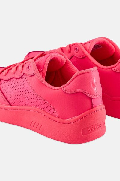 SKECHERS Women Upbeats Bright Court Lace Up Outdoor Sneakers, Neon Pink