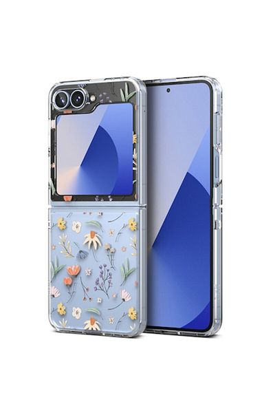 Dali Protective Case Compatible with Samsung Galaxy Z Flip6, Fusion Design, TPU, Dry Flowers, Transparent