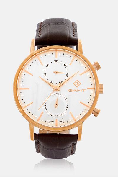 Gant Men G121006 Leather Analog Watch, Dark Brown