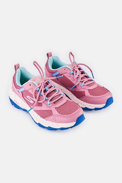 SKECHERS Women Brand Logo Lace Up Outdoor Shoes, Dark Mauve