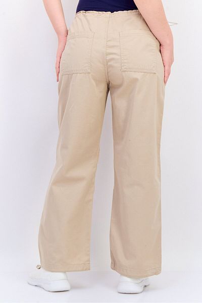 Koton Women Regular Fit Plain Straight Leg Pants, Beige