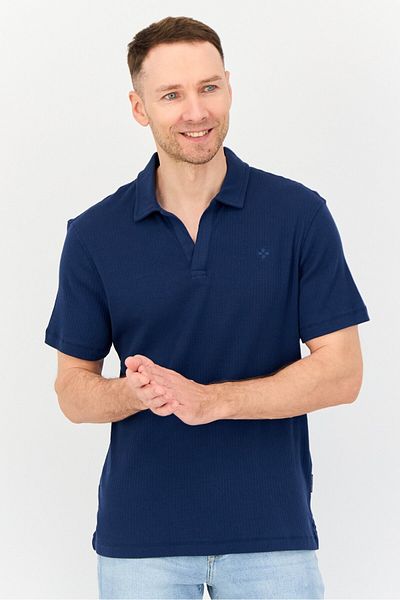 Vince Camuto Men Regular Fit Embroidered Logo Short Sleeves Polo Shirt, Navy Blue