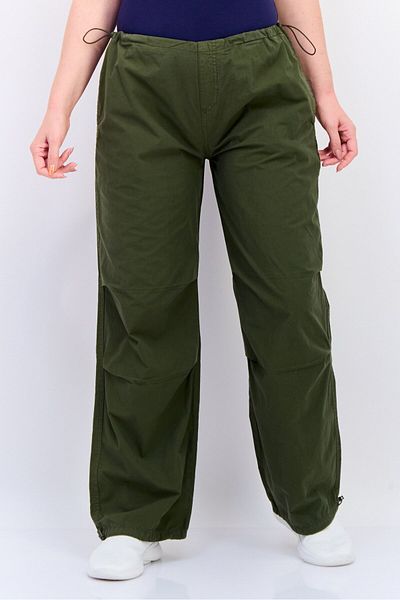 Koton Women Regular Fit Solid Straight Leg Pants, Olive