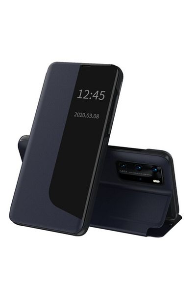 Dali Protective Flip Cover for Huawei P40 Pro, Sleep Case, Leather, Dark Blue
