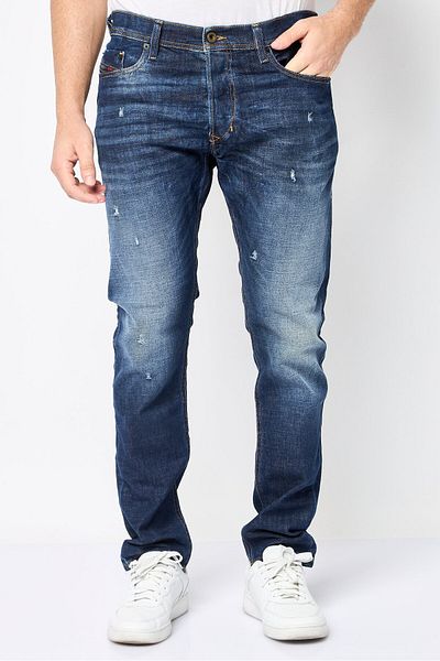 Diesel Men Slim Fit Washed Stretchable Denim, Dark Blue