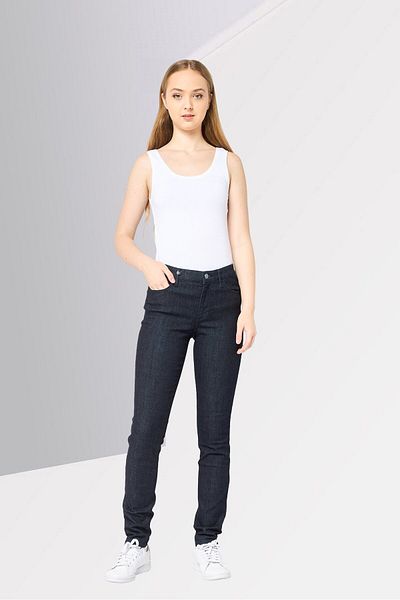 Armani Exchange Women Skinny Fit High Rise Straight Leg Stretch Jeans, Navy