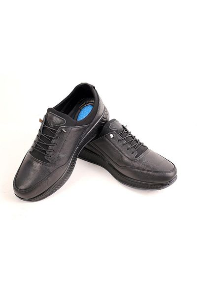 NUA Gnc204 Black Genuine Leather Orthopedic Men's Shoes