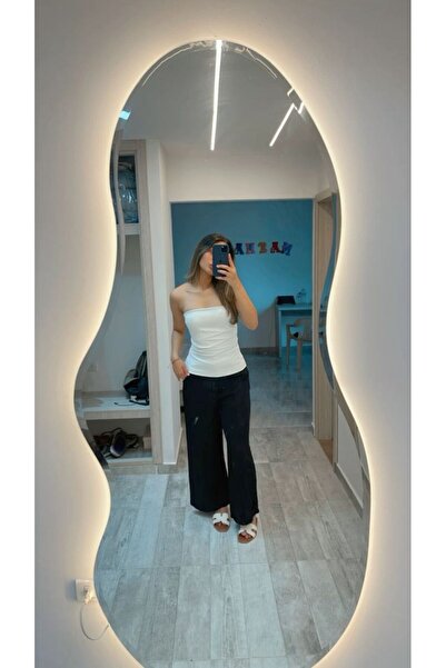 Mk Dekorasyon LED Işıklı Organik Tasarım Duvar Boy Aynası 140x50 cm – Modern ...