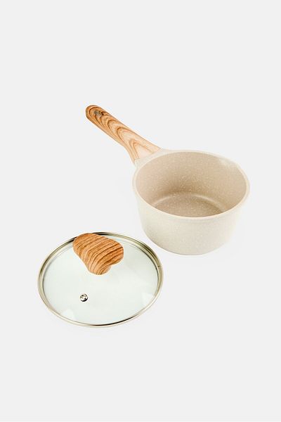 Kathy Ireland Cust Aluminum Non-Stick Saucepan, Light Beige