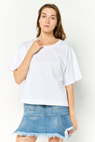 Diesel Women Round Neck Short Sleeves Plain T-Shirt, White