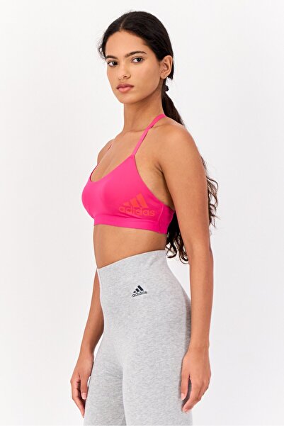 adidas Women Brand Logo Non Padded Sports Bra, Dark Pink